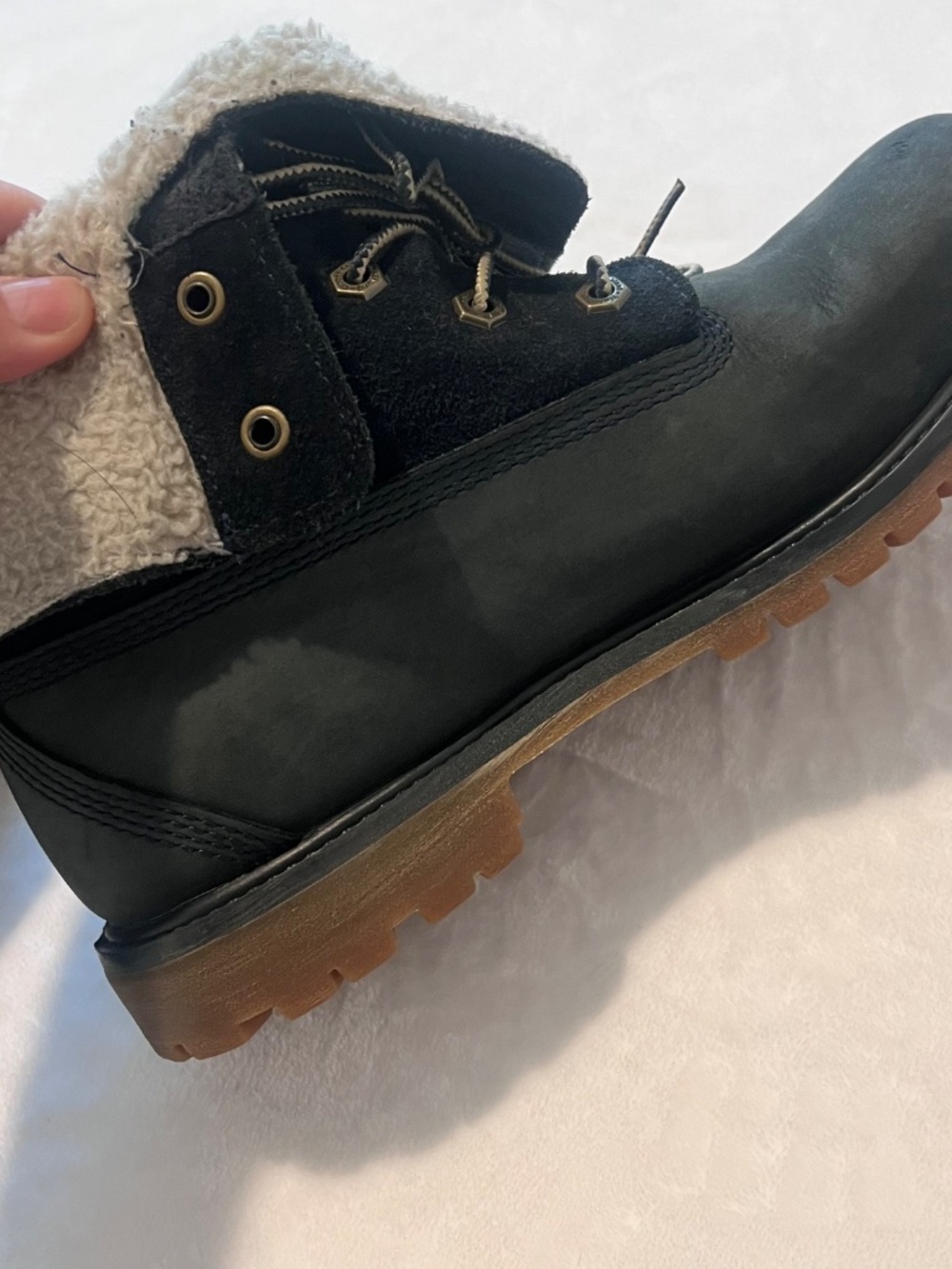 Timberland Teddy Fleece Waterproof Boots Women's 8.5M Black Sherpa Lined 8333R - Picture 8 of 14